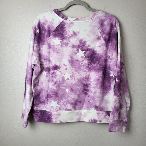 Wildfox 2 Piece Lounge Set Sweatshirt & Shorts Tie Dye Stars Purple Size Large‎ - Picture 2 of 11
